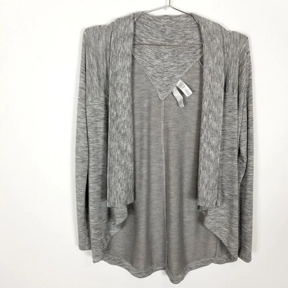 Athleta Women Nirvana Wear Two Ways Wrap Open‎ Front Cardigan Sz S Gray Athletic